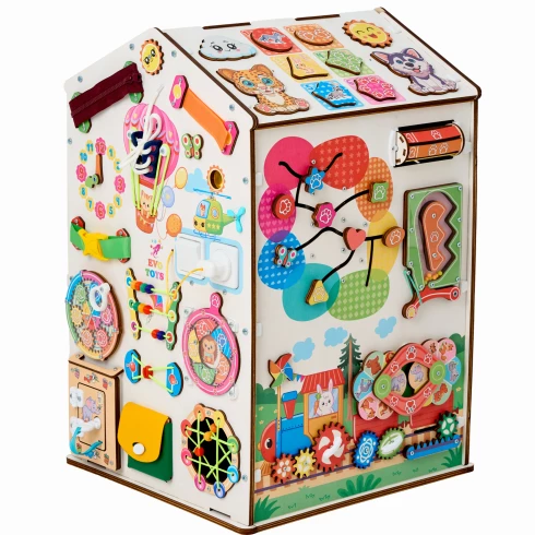 Бизиборд домик Лапки Макси 38х40х60 см, со светом