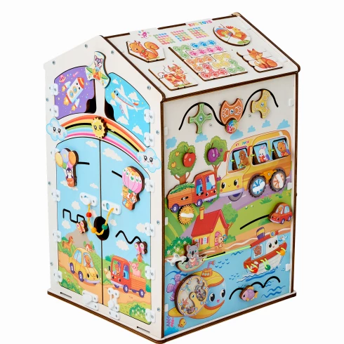 Бизиборд домик Лапки Макси 38х40х60 см, со светом