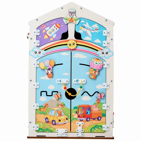 Бизиборд домик Лапки Макси 38х40х60 см, со светом